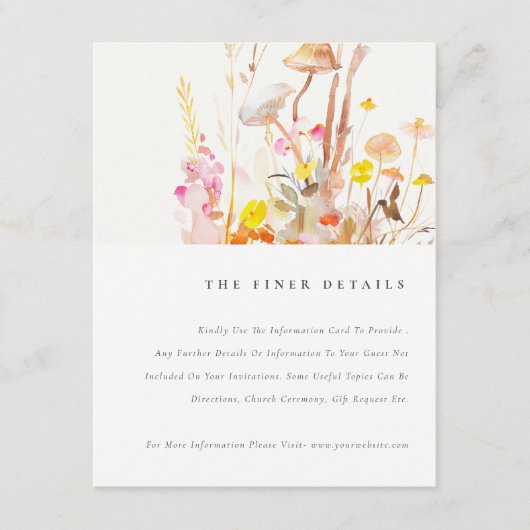 ワイルドフラワーキノコ秋ボタニッ結婚ク詳細 エンクロージャーカード (正面)