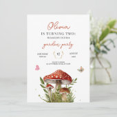 ワイルドフラワーキノコ誕生日招待状ガーデンパーティー 招待状 (スタンド正面)