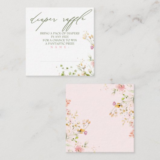 ワイルドフラワーキュートおむつラッフル エンクロージャーカード (正面/裏面)