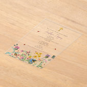 ワイルドフラワーギリシャ正統《キリスト教》洗礼式や命名式バプテスマ アクリル招待状 (レイダウン)