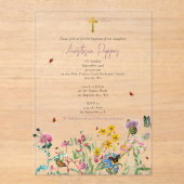 ワイルドフラワーギリシャ正統《キリスト教》洗礼式や命名式バプテスマ アクリル招待状 (正面)