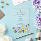 ワイルドフラワーギリシャ正統《キリスト教》洗礼式や命名式バプテスマ アクリル招待状 (インサイチュ (ウェディング))