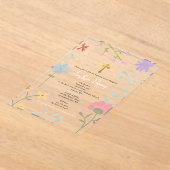 ワイルドフラワーギリシャ正統《キリスト教》洗礼式や命名式バプテスマ アクリル招待状 (レイダウン)