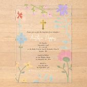 ワイルドフラワーギリシャ正統《キリスト教》洗礼式や命名式バプテスマ アクリル招待状 (正面)