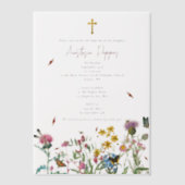 ワイルドフラワーギリシャ正統《キリスト教》洗礼式や命名式バプテスマ ベラム紙招待状 (正面)