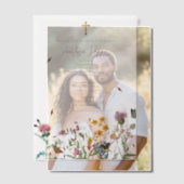 ワイルドフラワーギリシャ正統《キリスト教》洗礼式や命名式バプテスマ ベラム紙招待状 (オフセット (カップル))