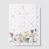 ワイルドフラワーギリシャ正統《キリスト教》洗礼式や命名式バプテスマ ベラム紙招待状 (オフセット (招待状))