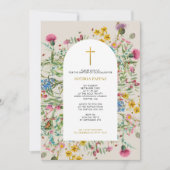 ワイルドフラワーギリシャ正統《キリスト教》洗礼式や命名式バプテスマ 招待状 (正面)