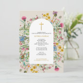 ワイルドフラワーギリシャ正統《キリスト教》洗礼式や命名式バプテスマ 招待状 (スタンド正面)