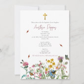 ワイルドフラワーギリシャ正統《キリスト教》洗礼式や命名式バプテスマ 招待状 (正面)