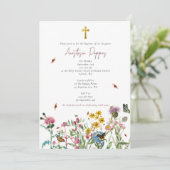 ワイルドフラワーギリシャ正統《キリスト教》洗礼式や命名式バプテスマ 招待状 (スタンド正面)