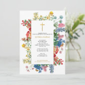 ワイルドフラワーギリシャ正統《キリスト教》洗礼式や命名式バプテスマ 招待状 (スタンド正面)