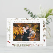 ワイルドフラワークリスマス愛の平和の喜び写真 シーズンカード (スタンド正面)