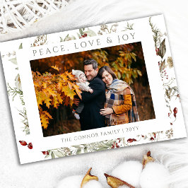 ワイルドフラワークリスマス愛の平和の喜び写真 シーズンカード