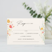 ワイルドフラワークリームウェディングRSVP エンクロージャーカード (スタンド正面)