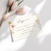 ワイルドフラワークリームウェディングRSVP エンクロージャーカード