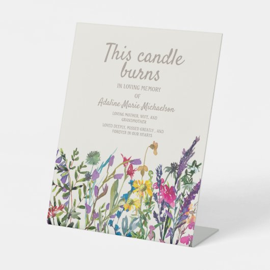 ワイルドフラワークリームパープルメモリを燃やす 台座サイン (正面)