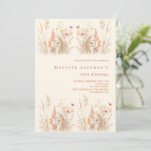 ワイルドフラワークリームピーチボホ誕生日 招待状 (スタンド正面)