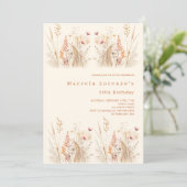 ワイルドフラワークリームピーチボホ誕生日 招待状 (スタンド正面)