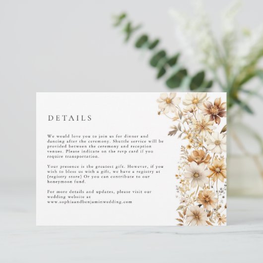 ワイルドフラワークリームボホ結婚フローラ エンクロージャーカード (スタンド正面)