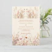 ワイルドフラワークリームボホ結婚ラグジュアリーズ 招待状 (スタンド正面)