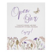 ワイルドフラワーグラス水彩秋の結婚式オープンバー ポスター (正面)