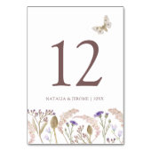 ワイルドフラワーグラス水彩秋の結婚式 テーブルナンバー (裏面)