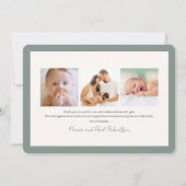 ワイルドフラワーグリーンガール写真誕生のお知らせ 招待状 (裏面)