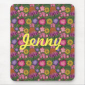 ワイルドフラワーグリーンパーソナライズされたフローラ マウスパッド (正面)