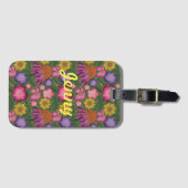 ワイルドフラワーグリーンパーソナライズされたフローラ ラゲッジタグ (正面横)