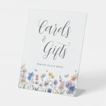 ワイルドフラワーグリーンブライダルシャワーカードとギフト