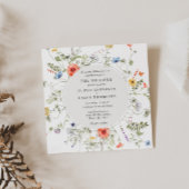 ワイルドフラワーグリーンリースフレーム招待状 招待状