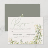 ワイルドフラワーグリーンリーフローラ植物結婚式RSVP ノートカード (正面/裏面)