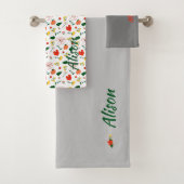 ワイルドフラワーグリーン白い赤の名前 バスタオルセット (インサイチュ)
