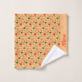 ワイルドフラワーグリーン白い赤の名前 バスタオルセット (ウォッシュタオル)