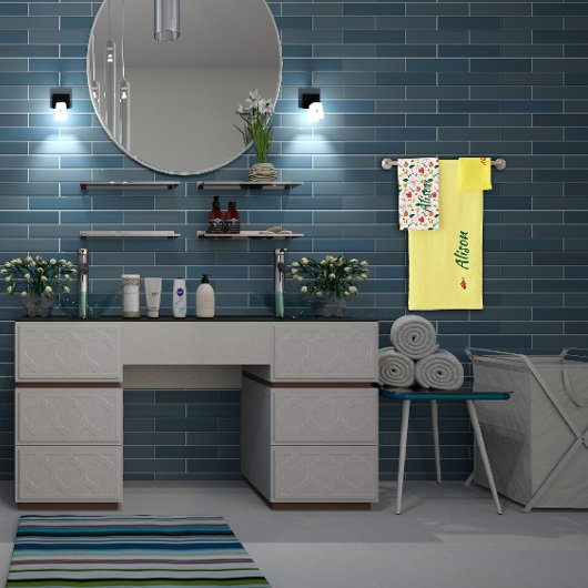 ワイルドフラワーグリーン白い赤の名前 バスタオルセット