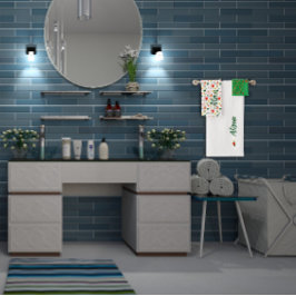 ワイルドフラワーグリーン白い赤の名前 バスタオルセット