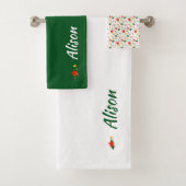 ワイルドフラワーグリーン白い赤の名前 バスタオルセット (インサイチュ)