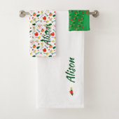 ワイルドフラワーグリーン白い赤の名前 バスタオルセット (インサイチュ)