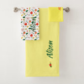 ワイルドフラワーグリーン白い赤の名前 バスタオルセット (インサイチュ)