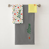 ワイルドフラワーグリーン白い黄色の名前 バスタオルセット (インサイチュ)