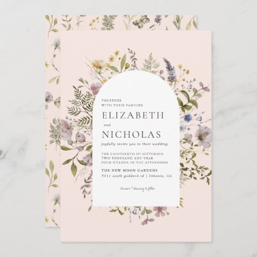 ワイルドフラワーグリーン結婚植物園 招待状 (正面/裏面)