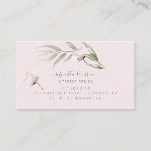 ワイルドフラワーグリーン金ゴールドグリッター名刺 名刺 (裏面)