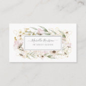 ワイルドフラワーグリーン金ゴールドグリッター名刺 名刺 (正面)