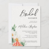 ワイルドフラワーグリーン&オレンジフローラブライダルシャワー 招待状 (正面)