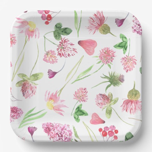 ワイルドフラワーグリーン ペーパープレート (正面)