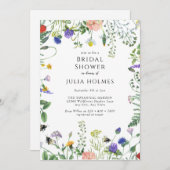 ワイルドフラワーグリーン |蜂のフローラ |ブライダルシャワー 招待状 (正面/裏面)