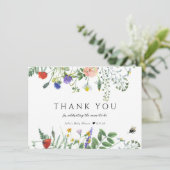 ワイルドフラワーグリーン |蜂のフローラ |赤ちゃんシャワー サンキューカード (スタンド正面)