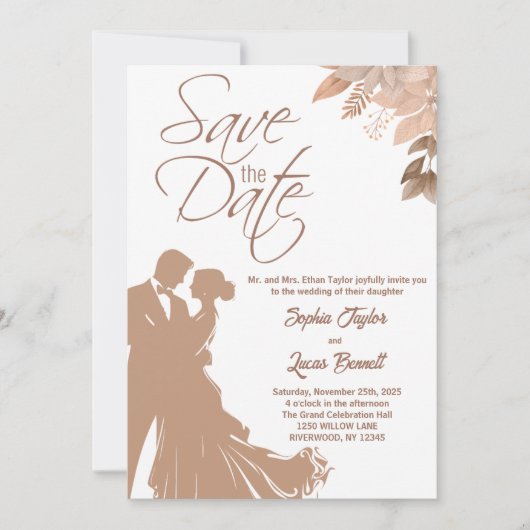 ワイルドフラワーグルームアンドブライド結婚式招待状 招待状 (正面)