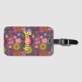 ワイルドフラワーグレーパーソナライズされたフローラ ラゲッジタグ (正面横)